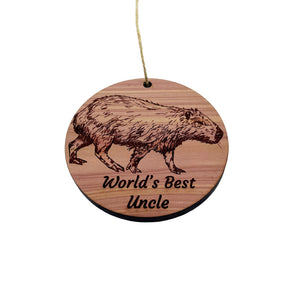 Worlds Best Uncle Capybara - Cedar Ornament