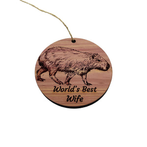 Worlds Best Wife Capybara - Cedar Ornament