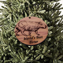 Load image into Gallery viewer, Worlds Best sister Capybara - Cedar Ornament