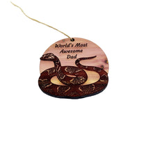 Load image into Gallery viewer, Worlds Most Awesome Dad Snake - Cedar Ornament