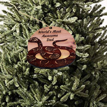 Load image into Gallery viewer, Worlds Most Awesome Dad Snake - Cedar Ornament