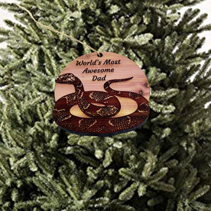 Worlds Most Awesome Dad Snake - Cedar Ornament