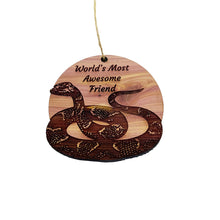 Load image into Gallery viewer, Worlds Most Awesome Friend Snake - Cedar Ornament