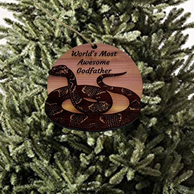 Worlds Most Awesome Godfather Snake - Cedar Ornament