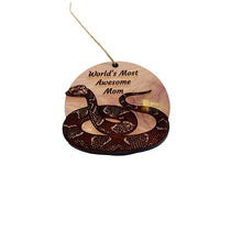 Load image into Gallery viewer, Worlds Most Awesome Mom Snake - Cedar Ornament