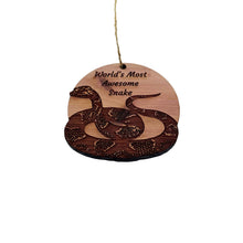 Load image into Gallery viewer, Worlds Most Awesome Snake Snake - Cedar Ornament