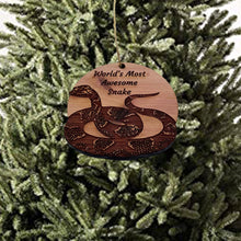 Load image into Gallery viewer, Worlds Most Awesome Snake Snake - Cedar Ornament