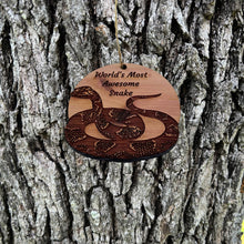 Load image into Gallery viewer, Worlds Most Awesome Snake Snake - Cedar Ornament