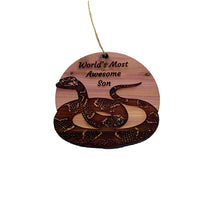 Load image into Gallery viewer, Worlds Most Awesome Son Snake - Cedar Ornament