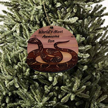 Load image into Gallery viewer, Worlds Most Awesome Son Snake - Cedar Ornament