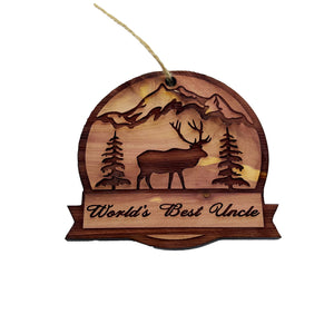 Worlds best Uncle ELK - Cedar Ornament