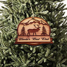 Load image into Gallery viewer, Worlds best dad ELK - Cedar Ornament