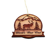 Load image into Gallery viewer, Worlds best dad ELK - Cedar Ornament