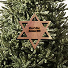 Load image into Gallery viewer, Worlds most awesome Mom Star of David - Cedar Ornament