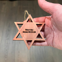 Load image into Gallery viewer, Worlds most awesome Son-in-Law Star of David - Cedar Ornament