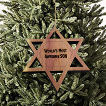 Load image into Gallery viewer, Worlds most awesome Son Star of David - Cedar Ornament