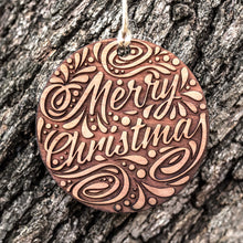 Load image into Gallery viewer, Merry Christmas - Raw Cedar Ornament 3x3in