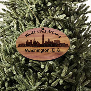 worlds Best Attorney Washington DC  - Cedar Ornament