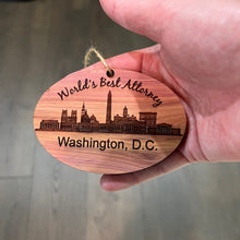 Load image into Gallery viewer, worlds Best Attorney Washington DC  - Cedar Ornament