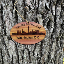 Load image into Gallery viewer, worlds Best President Washington DC  - Cedar Ornament